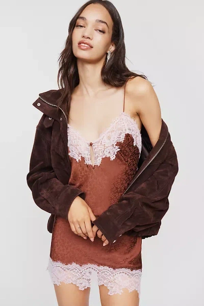 Lyrebird Lace Trim Mini Slip Dress In Multi
