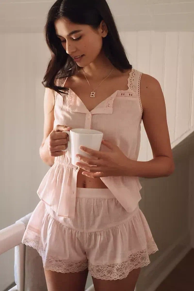 Lyrebird Lace Trim Shorts In Pink