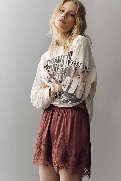 Lyrebird Lace-trim Silky Shorts In Purple