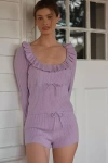 Lyrebird Long-sleeve Ribbed Sweater Top In Purple