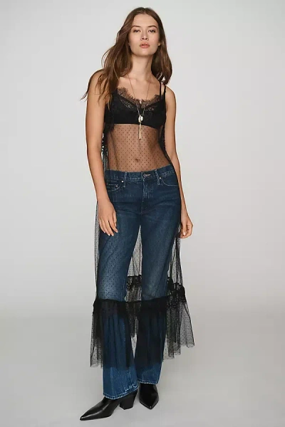 Lyrebird Mesh Lace Slip Maxi Dress In Black