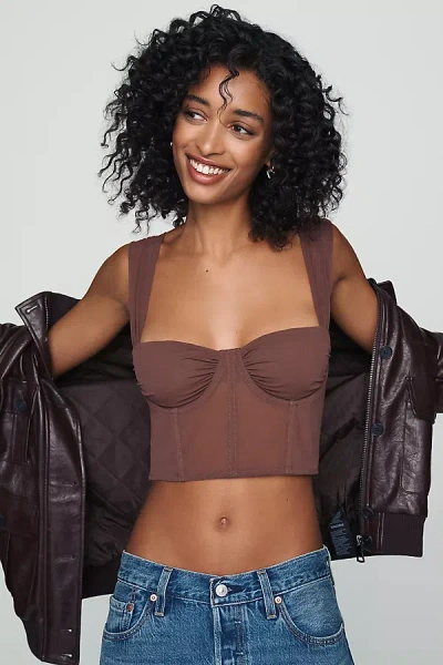 Lyrebird Mesh Underwire Corset In Brown