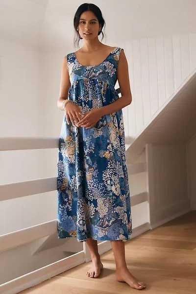 Lyrebird Midi Apron Dress In Blue