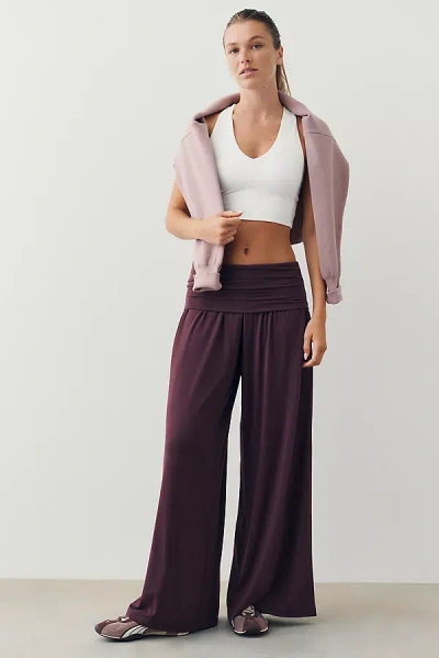 Lyrebird Modaluxe Foldover Wide-leg Trousers In Purple