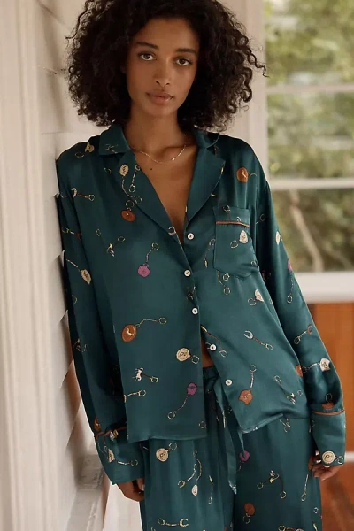 Lyrebird Neela Oversized Pajama Shirt In Blue
