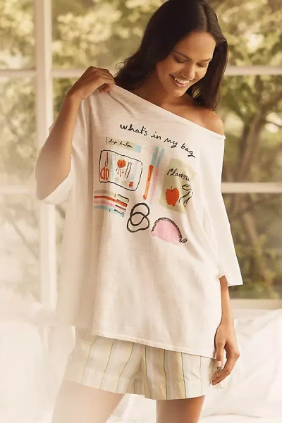Lyrebird Phthalo Ruth X  Oversized Graphic Tee In White