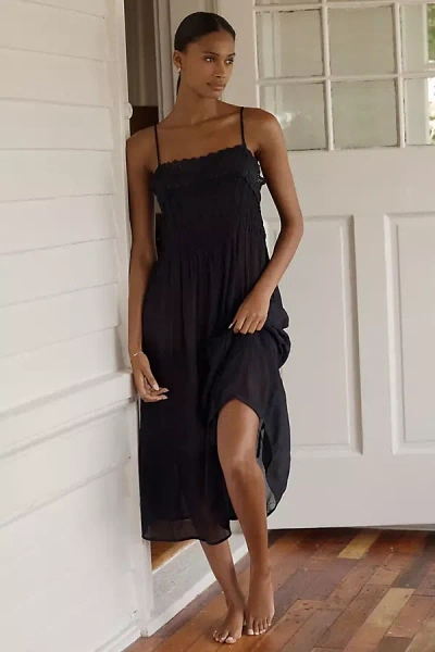 Lyrebird Pleated Chiffon Midi Dress In Black