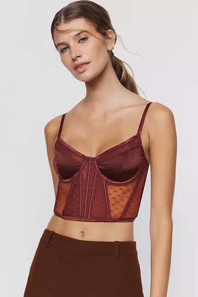 Lyrebird Polka Dot Corset In Burgundy