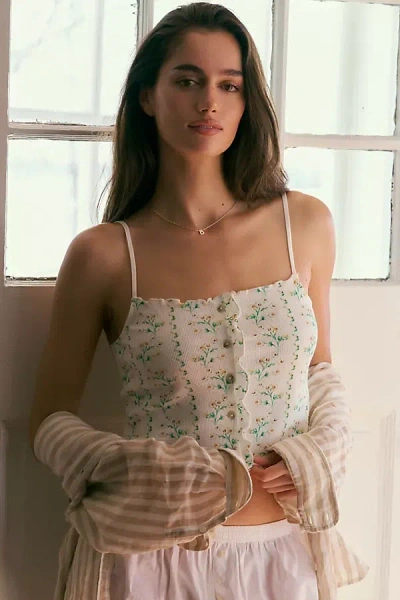 Lyrebird Printed Cotton Rib Cami In Multi