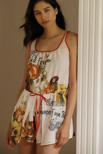 Lyrebird Printed Cotton Romper In White