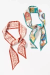 Lyrebird Printed Hair Scarf In Orange