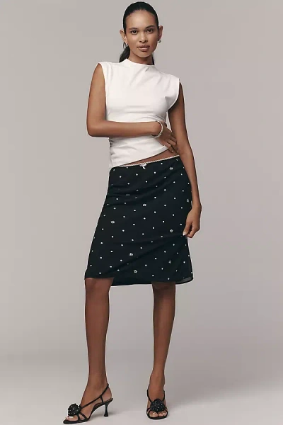 Lyrebird Printed Midi Slip Skirt In Black