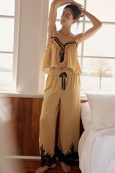 Lyrebird Printed Silky Lace Pajama Pants In Multi