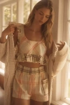Lyrebird Ruffle Flannel Crop Top In Multi
