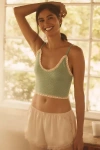 Lyrebird Ruffle-trim Zigzag Smocked Crop Cami In Green