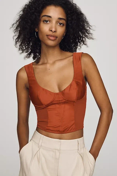Lyrebird Satin Corset Top In Brown
