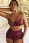 Lyrebird Satin Mesh High-waisted Boyshorts In Purple