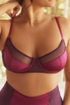 Lyrebird Satin Mesh Underwire Bra In Purple