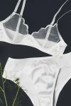 Lyrebird Scalloped Sheer Satin Bikini Knickers In White