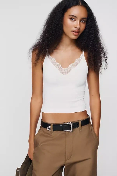 Lyrebird Seamless Lace Trim Cami In White