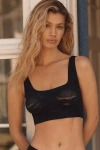 Lyrebird Seamless Textured Square-neck Bra In Black
