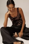 Lyrebird Sequin Tank Top In Black