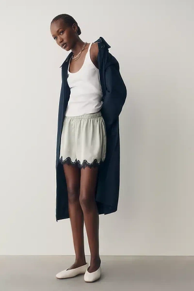 Lyrebird Silken Lace-trim Shorts In Green