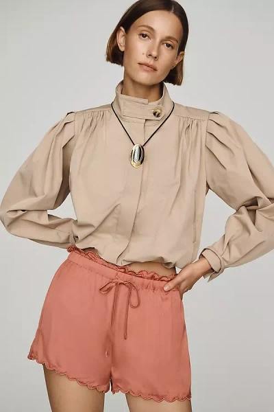 Lyrebird Silken Scalloped Shorts In Brown