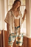 Lyrebird Silky Kimono-sleeve Pajama Top In Gold