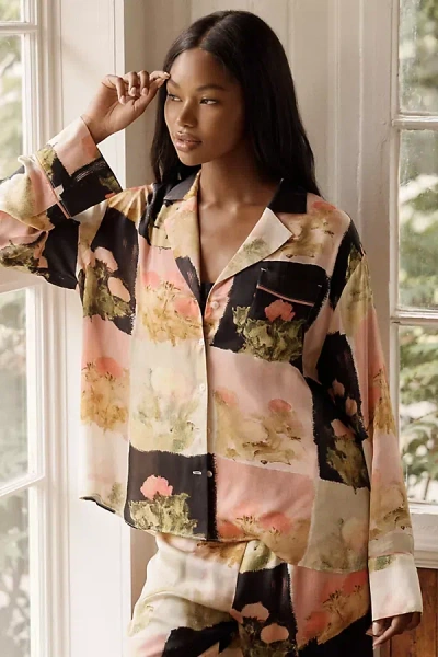 Lyrebird Silky Oversized Pajama Shirt In Multi