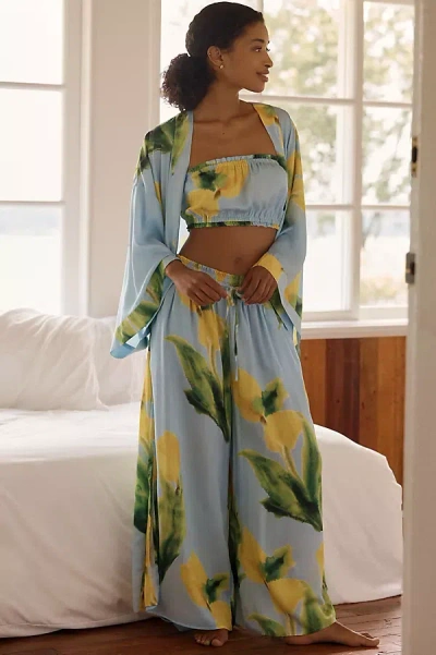 Lyrebird Silky Three-piece Robe Set In Blue