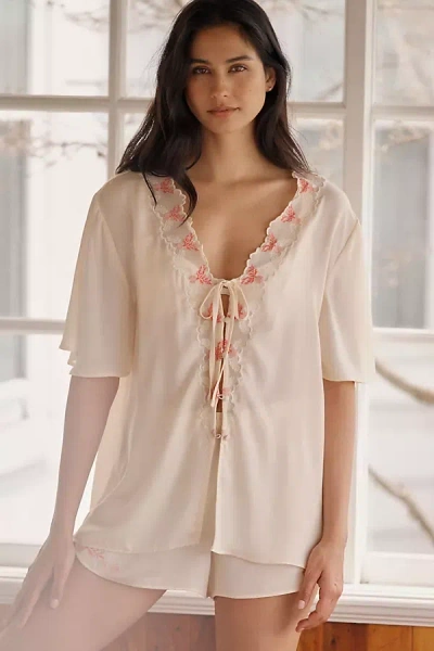 Lyrebird Silky Tie-front Top In Metallic