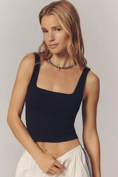 Lyrebird Square-neck Shelf-bra Tank Top In Black