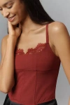 Lyrebird Structured Lace-trim Corset Top In Purple