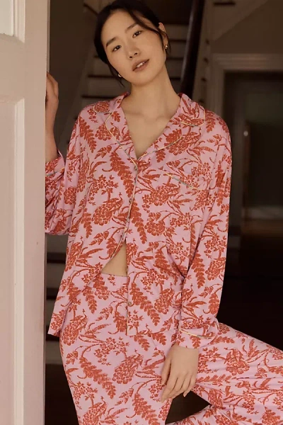 Lyrebird The  Modaluxe Long-sleeve Pyjama Shirt In Pink