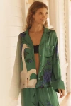Lyrebird The  Silky Oversized Pajama Shirt In Green