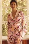 Lyrebird The  Silky Oversized Pajama Shirt In Pink