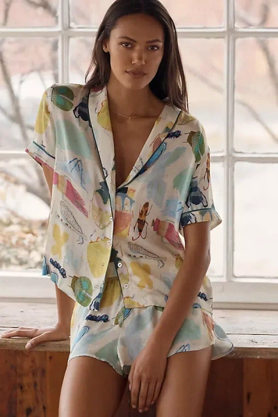 Lyrebird The  Silky Pajama Shorts In Sand