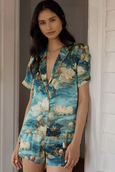 Lyrebird The  Silky Pajama Top In Blue