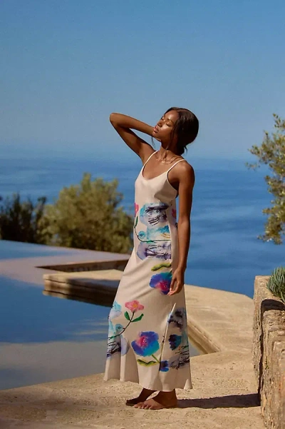 Lyrebird Yumi Kimura X  Printed Midi Slip Dress In Gray