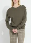 Lyssé Adelaide Button Trim Pullover Sweater In Brown