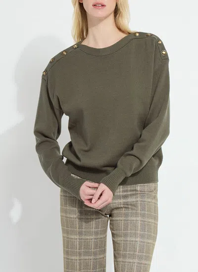 Lyssé Adelaide Button Trim Pullover Sweater In Brown