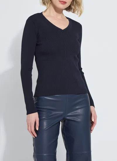 Lyssé Adette V-neck Ribbed Longsleeve In Blue
