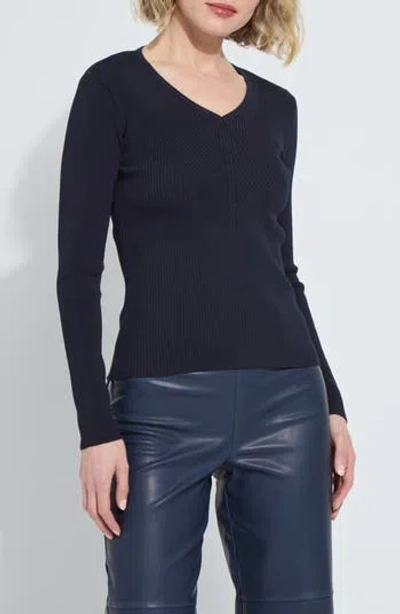 Lyssé Lysse Adette V-neck Rib Sweater In Midnight