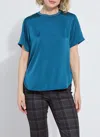 Lyssé Aline Crew Neck Mix Media Top
