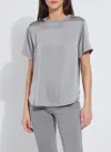 Lyssé Aline Crew Neck Mix Media Top In Gray