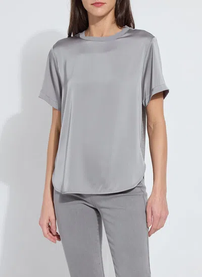 Lyssé Aline Crew Neck Mix Media Top In Gray