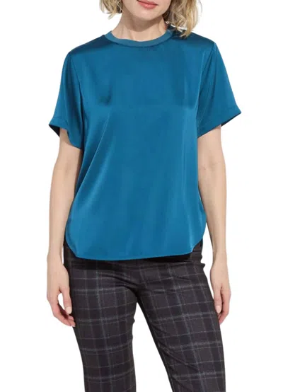 Lyssé Aline Crew Neck Mix Media Top In Irish Blue