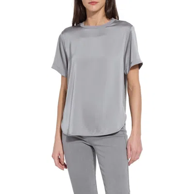 Lyssé Lysse A-line Crewneck Mixed Media Top In Gray