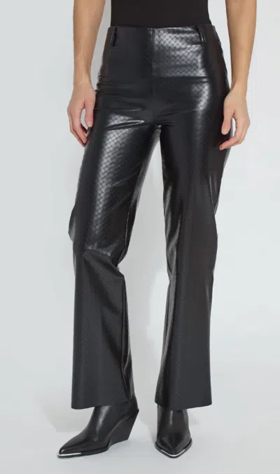Lyssé Amara Straight Flare Pant In Black Wicker Texture In Blue